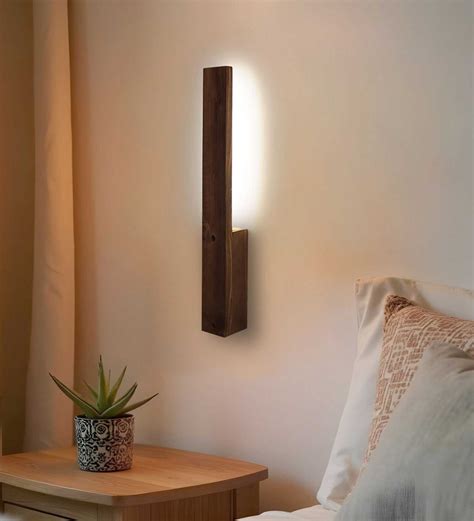Slimline Brown Wooden LED Wall Light