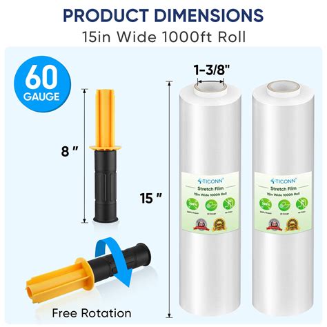 Snapklik.com : TICONN Stretch Wrap Stretch Film Roll, 1000ft 60 Gauge ...