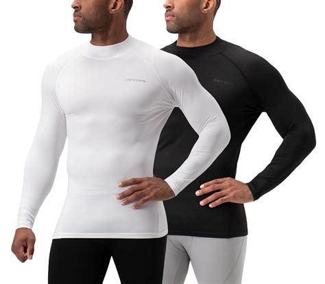 DEVOPS Men's 2 Pack Ultra Soft & Warm Thermal Turtle Neck Compression ...
