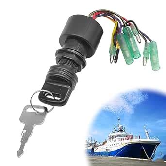 Boat Ignition Switch, 6 Wire Base Ignition Key Switch with 2 Keys 3 ...