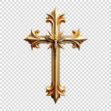 Golden holy cross on a transparent background | Premium AI-generated PSD