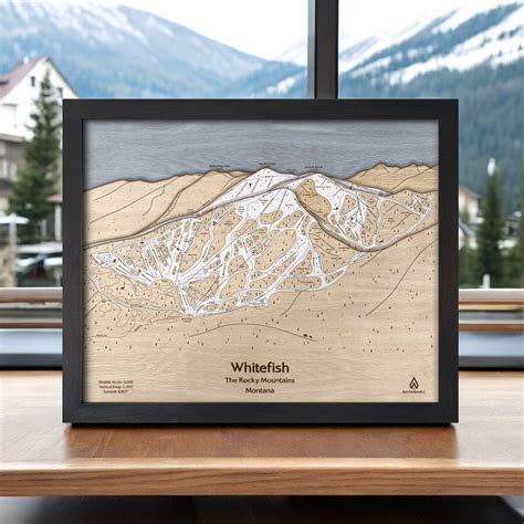 Whitefish, MT Ski Trail Map | 3D Wood Mountain Art