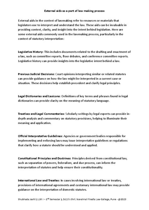 External Aids serving in Law making Shubhada - External aids as a part ...