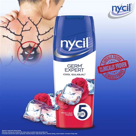 Buy NYCIL COOL GULABJAL PRICKLY HEAT TALCUM POWDER - 150GM Online & Get ...