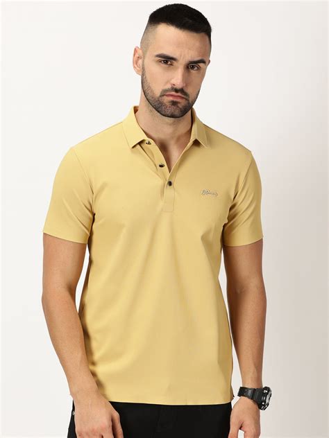 Ribbed Polo T-Shirt Burnt Yellow – Bluence