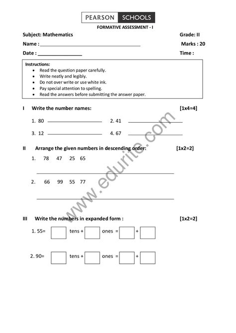 Image result for Class 2 Maths Question Paper