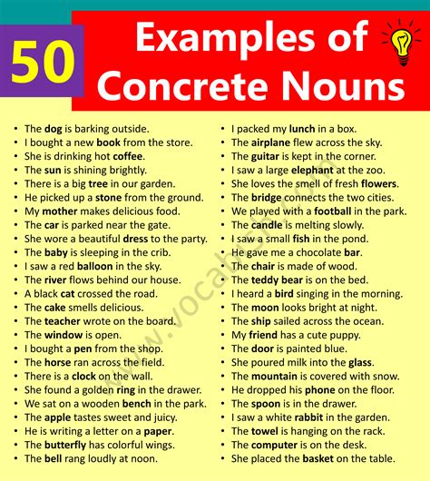 50 Example Sentences of Concrete Nouns in English | Vocabish