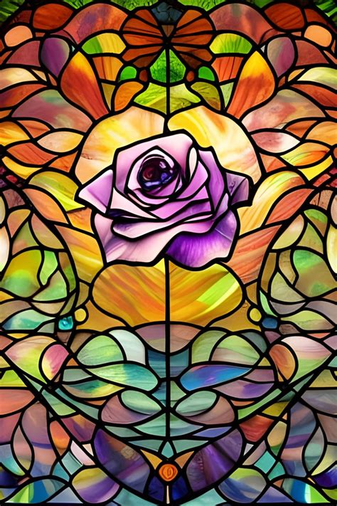 Rose stained glass retro poster art – Artofit