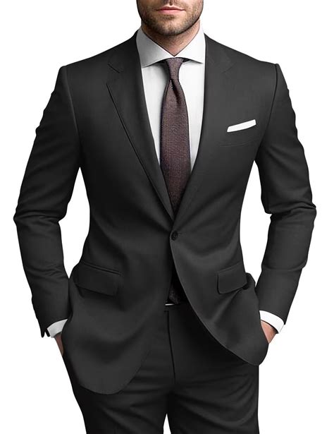SHUZHXLZANGY Black Suits for Men Regular Fit Elegant Men's Suits 2 ...