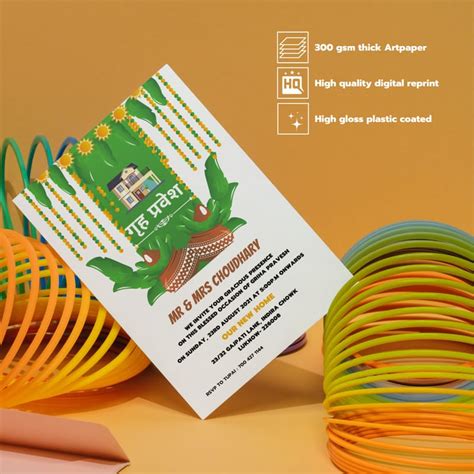 GRIHA PRAVESH INVITATION Invitation Card (Multicolor, Pack of 52)