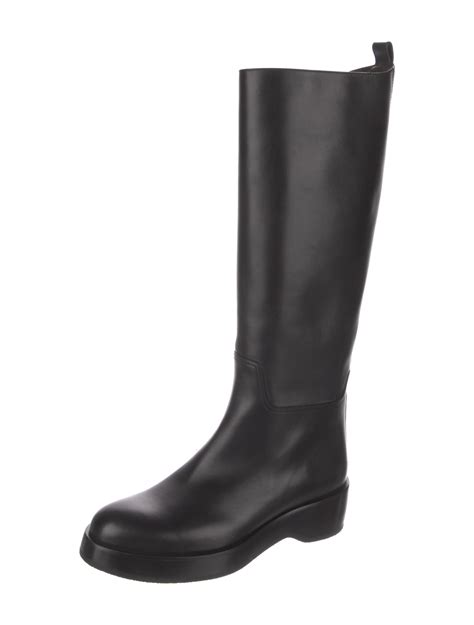 The Row Leather Riding Boots - Black Boots, Shoes - THR106691 | The ...