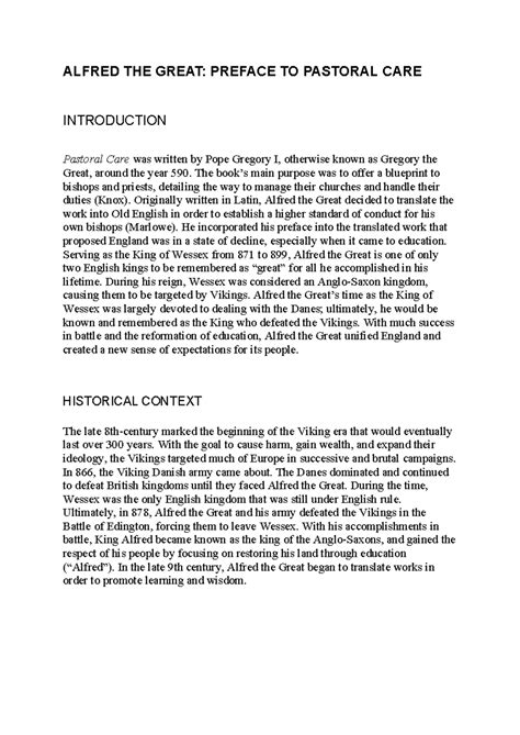 King Alfred Preface to Pastoral Care - ALFRED THE GREAT: PREFACE TO ...