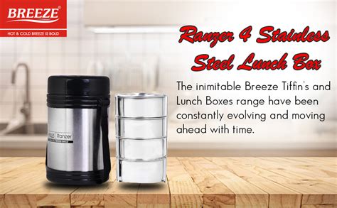BREEZE Ranzer 4 Stainless Steel Lunch Box : Amazon.in: Home & Kitchen