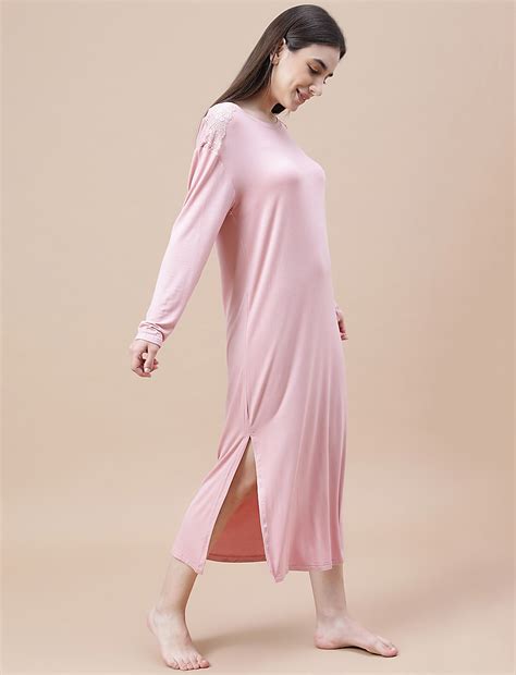 Buy Viscose Mix Lace Crew Neck Nightdress at Marks & Spencer