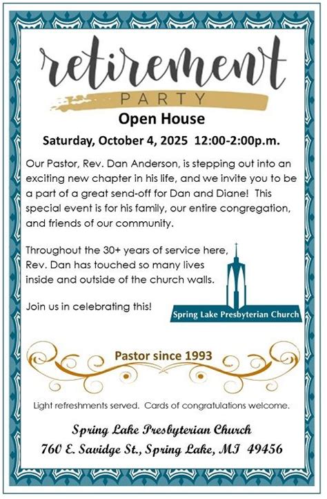 Retirement Party-Rev. Dan Anderson, Spring Lake Presbyterian Church, 4 ...
