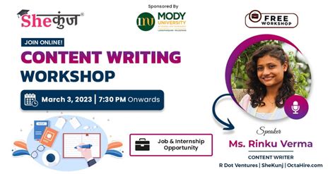 SheKunj.com Organizing Free Content Writing Workshop!!, March 3 2023 ...