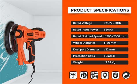 Shakti Technology DS-11 Dry Wall Sander with Vacuum and LED with Side ...