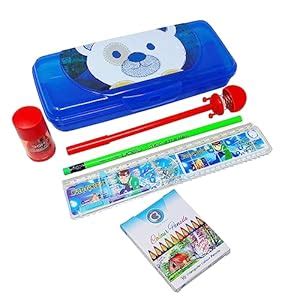 PARTEET Push Lock Plastic Pencil Box with Stationery Items 1 Pen, 1 ...
