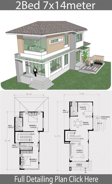 Modern Small Double Story House Plans Plan Modern Floor Story Plans Two ...