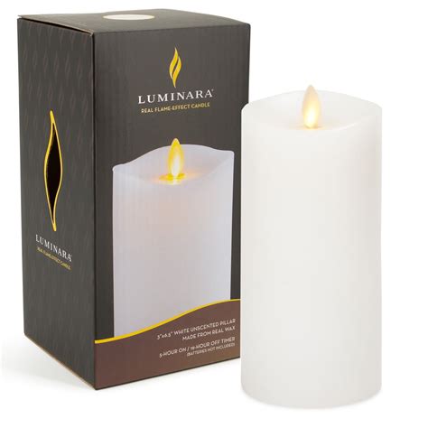 Buy Luminara Flameless Slim Pillar Candle, Flickering Real Flame Effect ...