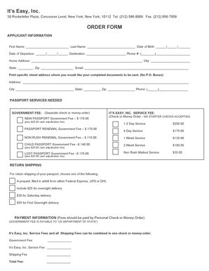 Fillable Online It's Easy, Inc. ORDER FORM Fax Email Print - pdfFiller