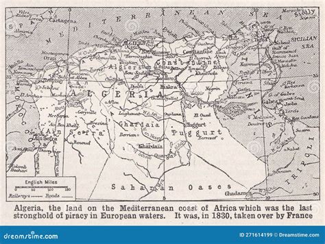 Vintage map of Algeria editorial stock image. Image of soil - 271614199