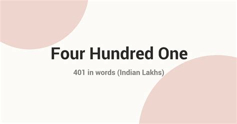 401 in Words - Indian Rupees & International Format