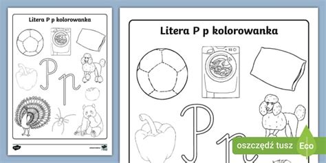 Litera P | Kolorowanka z literą P | Spółgłoski - Twinkl