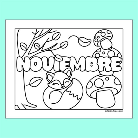 Noviembre Coloring Page: Free Spanish Class Printable - Color and Trace