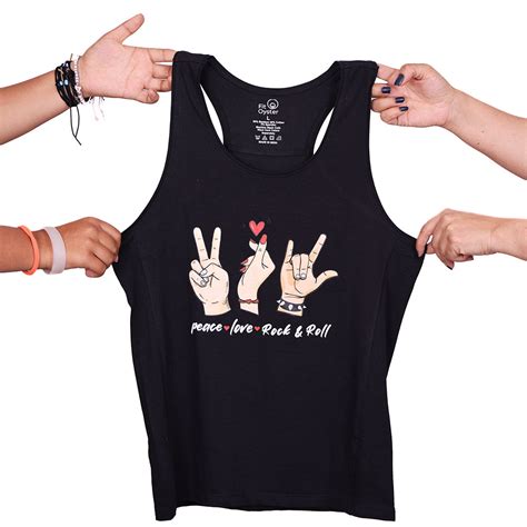 Black Racerback Top - Peace Love Rock 'N' Roll – Fit Oyster