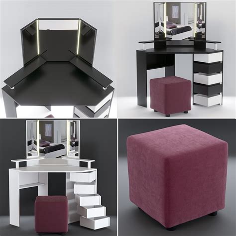 3D Model Corner Dressing Table Pouf - TurboSquid 1385865