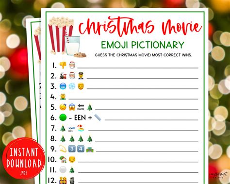 Buy Christmas Movies Emoji Pictionary Game | Xmas Movie Emoji Games ...