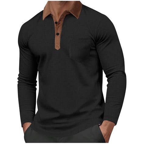 AHTJRT Men's Casual Long Sleeve Golf Shirt Comfortable Classic Fit ...