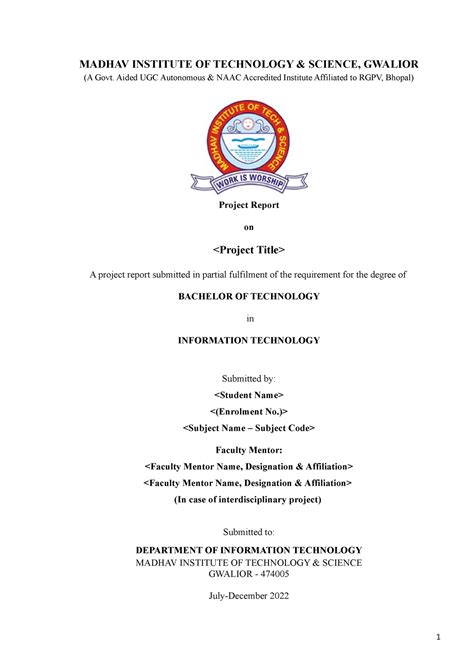 Project Report Sample - jhdskfhkzdsjfnkd - MADHAV INSTITUTE OF ...
