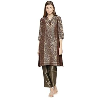 Buy CLOTH HAUS INDIA Women's | Brown Printed | Brocade Material | V ...