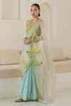 Buy Green Silk, Organza Embroidery Adore Floral Jamdani Saree For Women ...