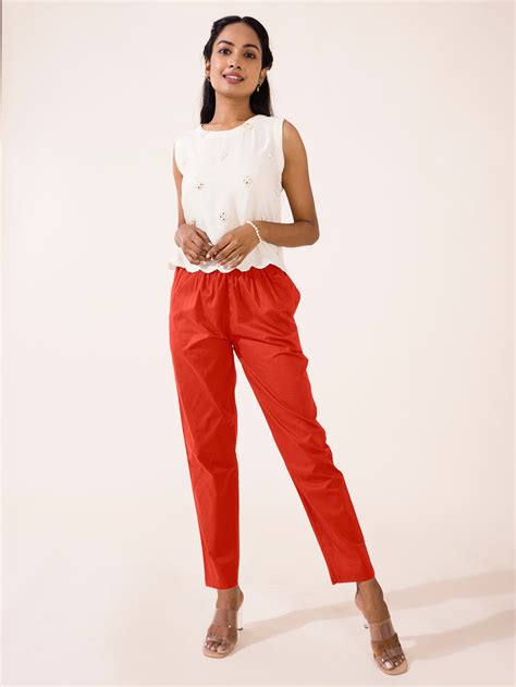 Rust Cotton Cambric Cotton Pants – Go Colors India