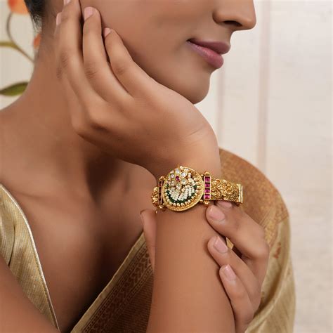 Stunning pearl antique gold openable kada I Online - smarsjewelrys