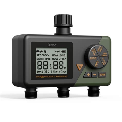 Sprinkler Timer 3 Zone, Diivoo Water Hose Timer 3 Outlet for Garden ...