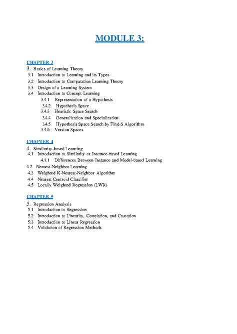 Module 3 Lecture Notes: Learning Theory and Similarity-Based Learning ...