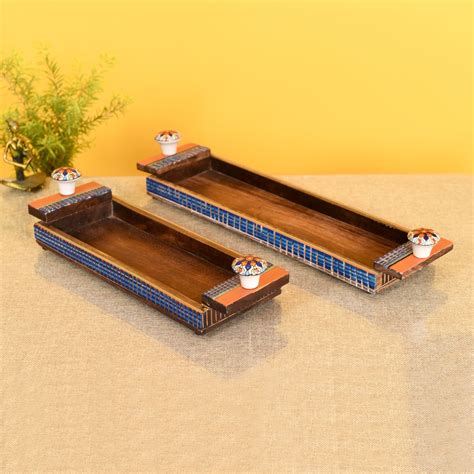 Handcrafted Mango Wood Rectangular Brown Serving Tray – iTokri आई.टोकरी