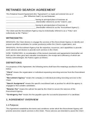 Retained Search Agreement Template - Fill Out, Sign & Share Online ...
