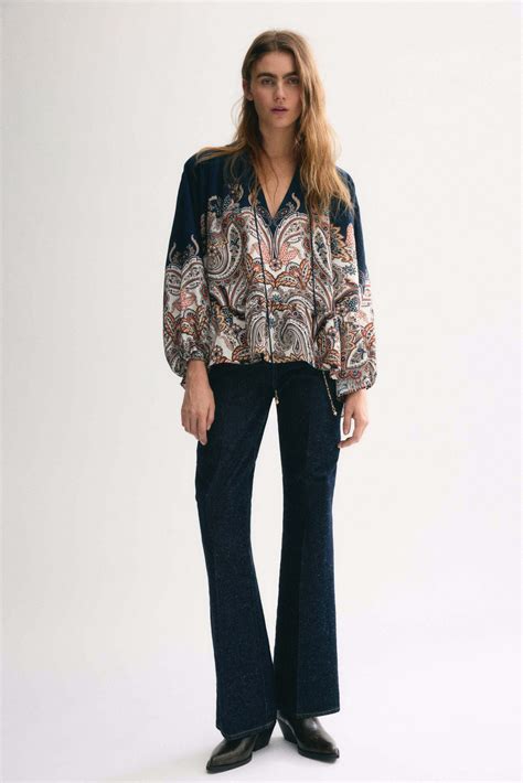 Women's Dark blue/Paisley pattern Oversized blouse | H&M IN