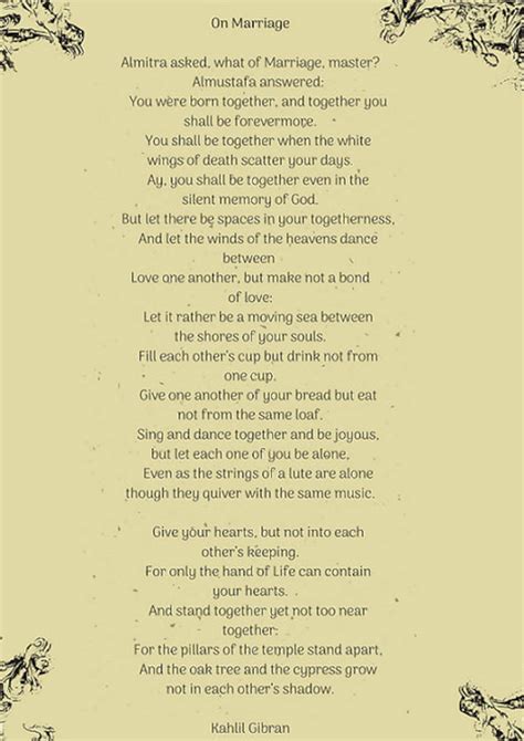 On Marriage by Kahlil Gibran - Etsy