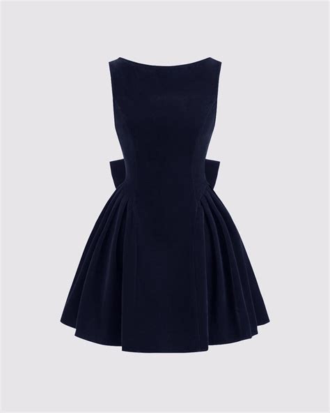 Backless Short Mini Dress In Navy Blue - Littlebox India