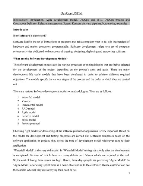 Devops-UNIT-1 - Devops-UNIT-1 - DevOps-UNIT-I Introduction ...