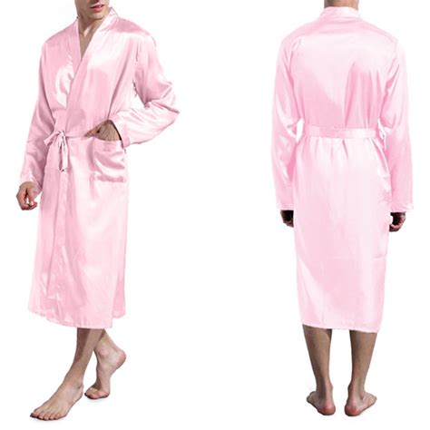 Wyobmus Mens Satin Robe Loose Silky Kimono Bathrobe Lightweight Soft ...