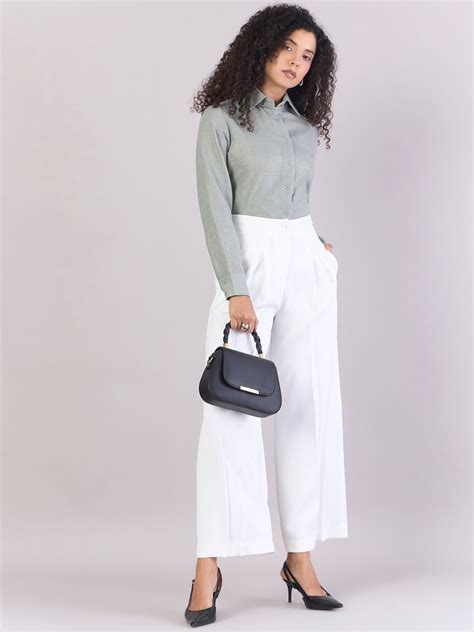 Women Comfort Straight Fit High-Rise Pleated Trousers