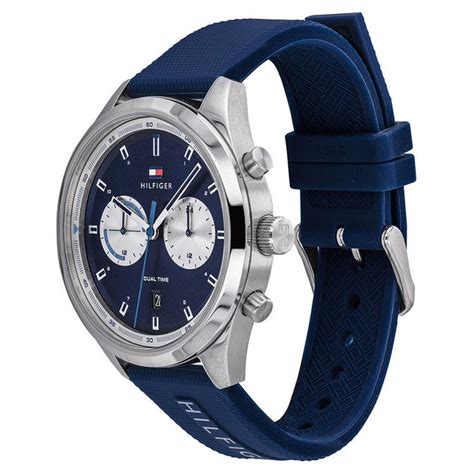 Buy Online Tommy Hilfiger Quartz Multifunction Blue Dial Silicone Strap ...