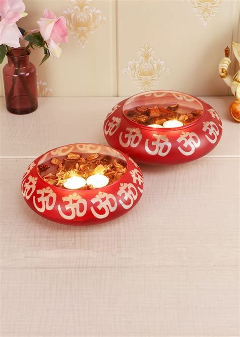 Get Red Glass Uruli . Potpourri Bowl Set of 2 at ₹ 1349 | LBB Shop